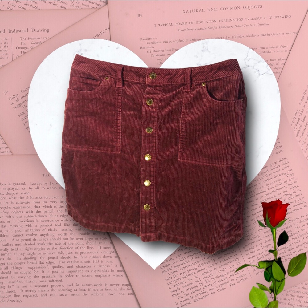 Size 16 maroon Sonoma corduroy button up skirt.